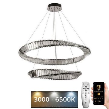 LED Himmennettävä kristalli kattokruunu johdossa LED/90W/230V 3000-6500K kromi + kauko-ohjaus