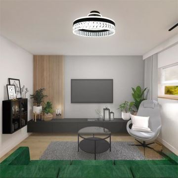 LED Himmennettävä kristalli kiinteä kattokruunu LED/75W/230V 3000-6500K musta + kauko-ohjaus