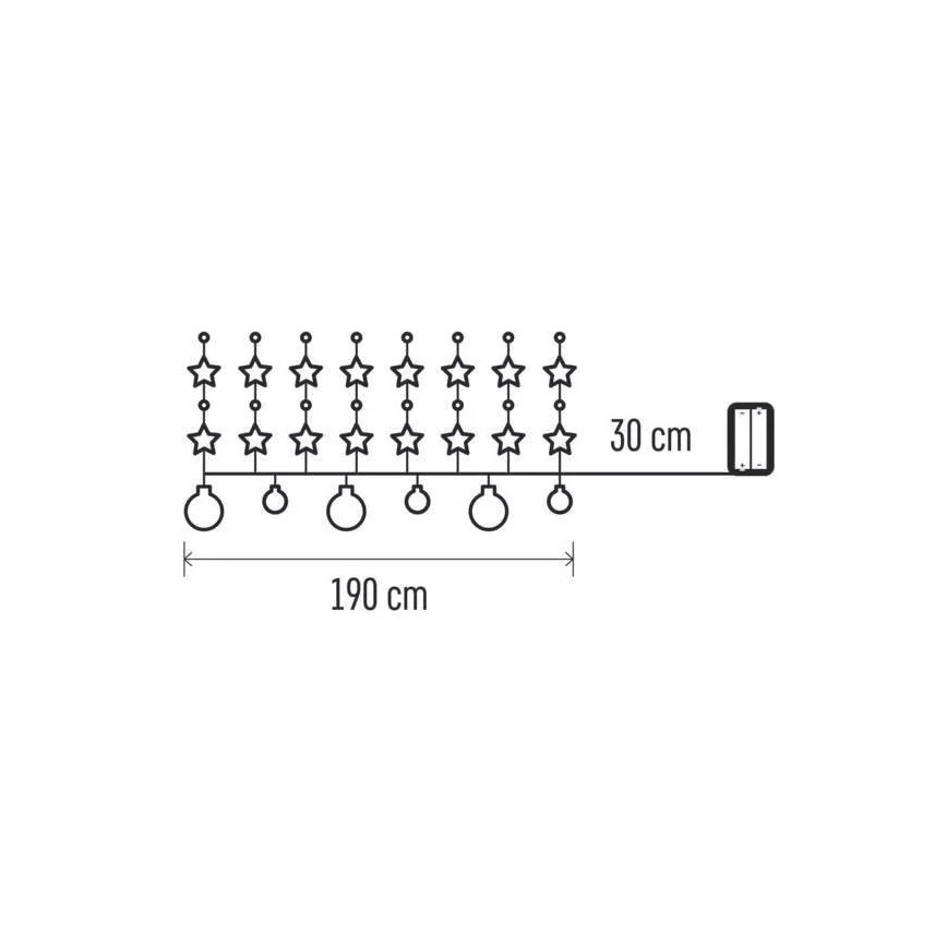 LED jouluvalot 20xLED/2xAA 2,2 m lämmin valkoinen