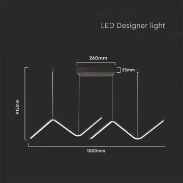 LED-kattokruunu johdossa LED/12W/230V 4000K musta