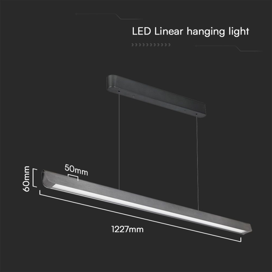 LED-kattokruunu johdossa LED/36W/230V 3000/4000/6400K antrasiitti