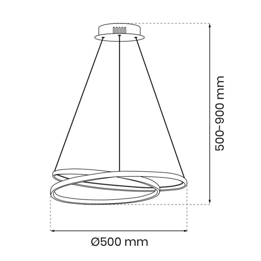 LED-kattokruunu johdossa LUCERNO LED/48W/230V musta