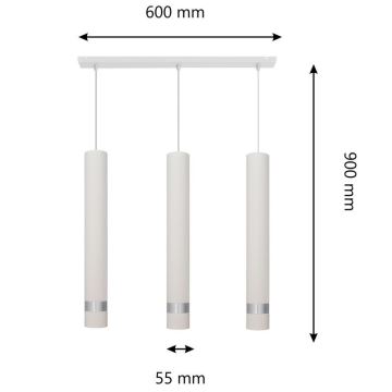 LED Kattokruunu johdossa TUBA 3xGU10/4,8W/230V valkoinen/mattakromi