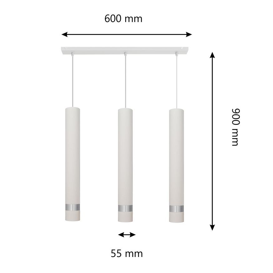 LED Kattokruunu johdossa TUBA 3xGU10/4,8W/230V valkoinen/mattakromi