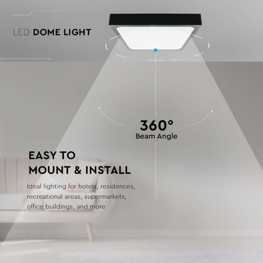 LED-kattovalaisin kylpyhuoneeseen LED/24W/230V 4000K IP44 musta