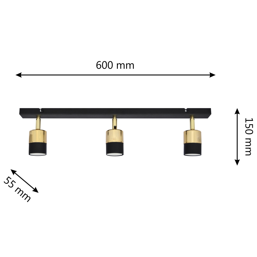 LED-kohdevalaisin TUBSSON 3xGU10/4,8W/230V musta/kulta