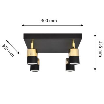 LED-kohdevalaisin TUBSSON 4xGU10/4,8W/230V musta/kulta