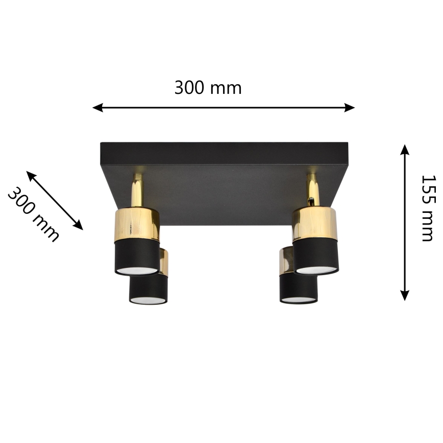 LED-kohdevalaisin TUBSSON 4xGU10/4,8W/230V musta/kulta