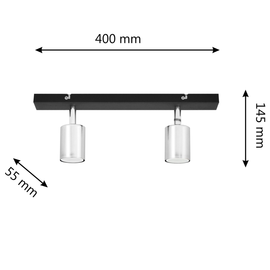 LED-kohdevalaisin TUNE 2xGU10/4,8W/230V mattakromi/musta