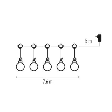 LED koristeketju ulkokäyttöön 20xLED/12,6m IP44 lämpimänvalkoinen