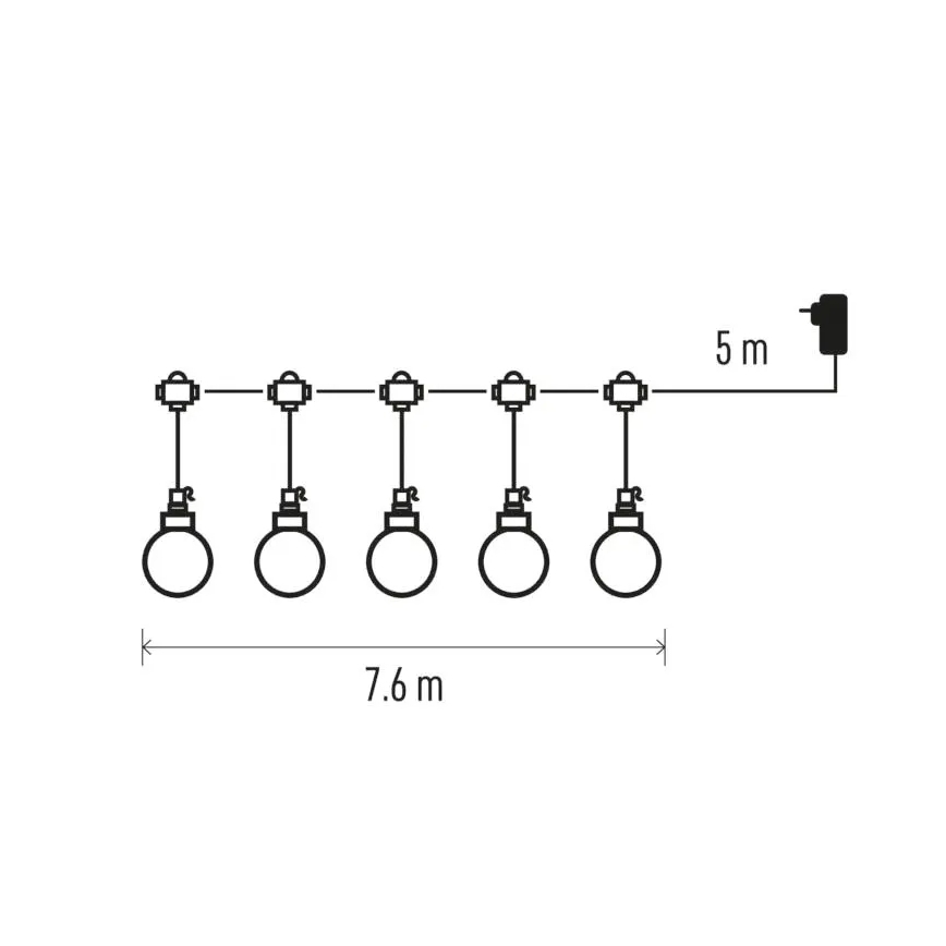 LED koristeketju ulkokäyttöön 20xLED/12,6m IP44 lämpimänvalkoinen