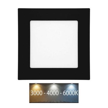 LED Kylpyhuoneen upotettava valo RAFA LED/6W/230V 3000/4000/6000K 12x12 cm IP44 musta