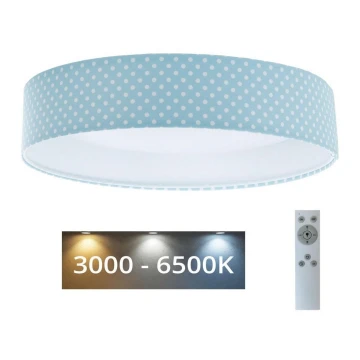 LED Lasten himmennettävä kattovalaisin SMART GALAXY KIDS LED/24W/230V 3000-6500K pisteet turkoosi/valkoinen + kaukosäädin