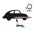 LED Lasten seinävalaisin hyllyllä CAR LED/5W/230V musta/puu - FSC-sertifioitu