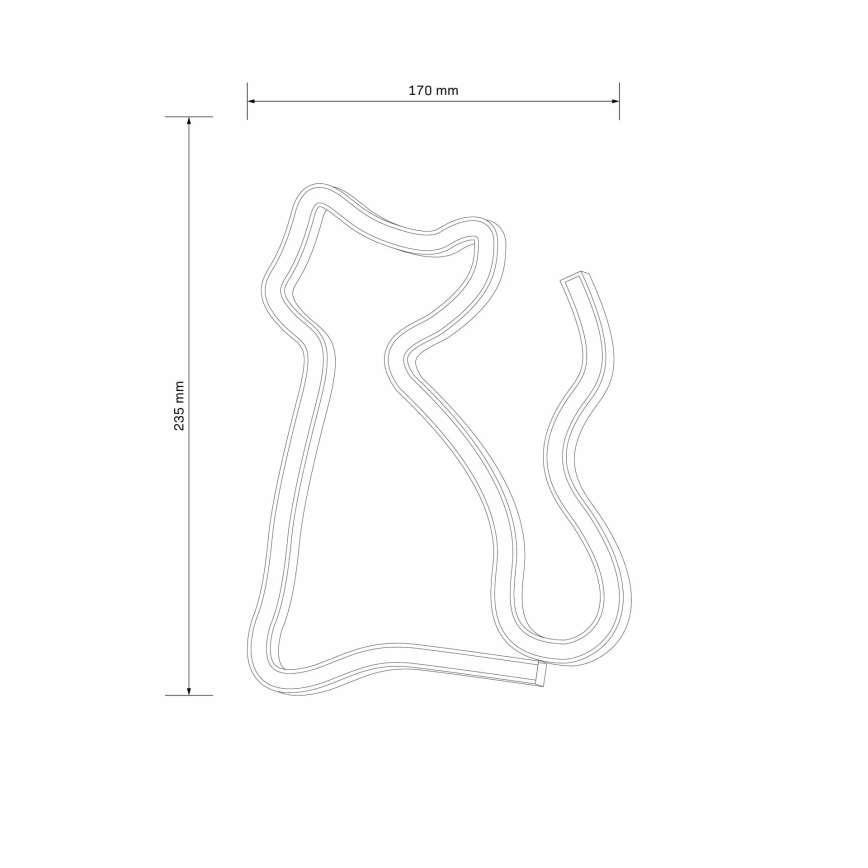 LED Neon seinäkoriste CAT LED/3W/3xAA keltainen