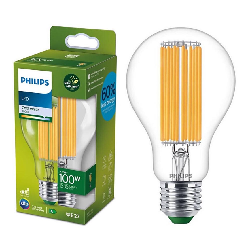 LED-polttimo FILAMENT Philips A60 E27/7,3W/230V 4000K