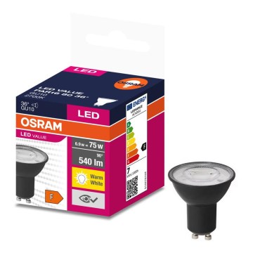 LED-polttimo VALUE PAR16 GU10/6,9W/230V 2700K 36° musta - Ledvance