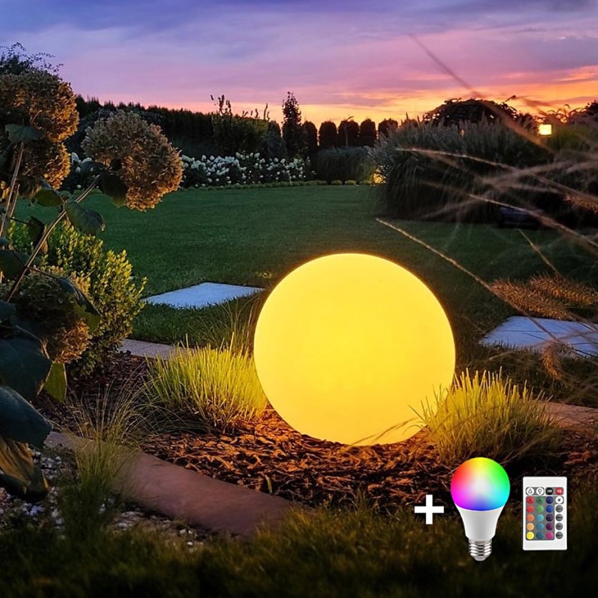 LED RGB Himmennettävä ulko lamppu GLOBO 1xE27/8,5W/230V halkaisija 60 cm IP44 + kauko-ohjaus