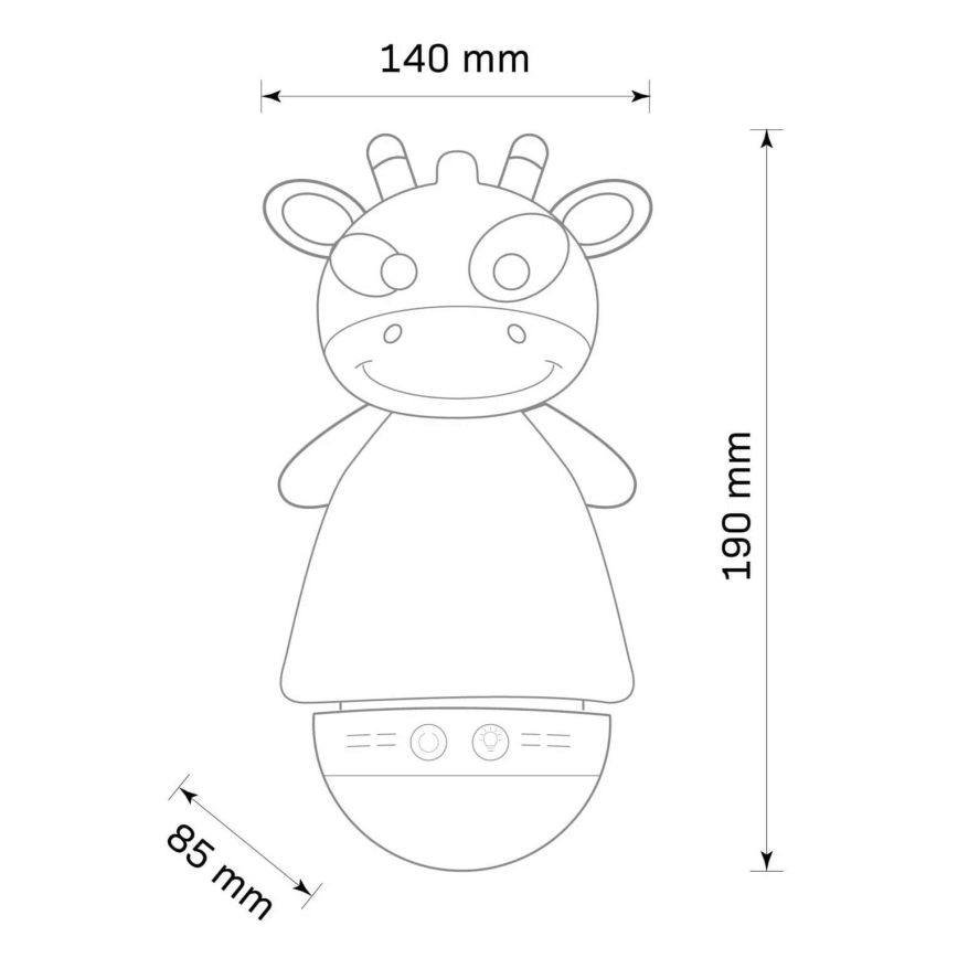 LED RGB Lasten yövalaisin kanssa melody 3xAAA/5V kirahvi