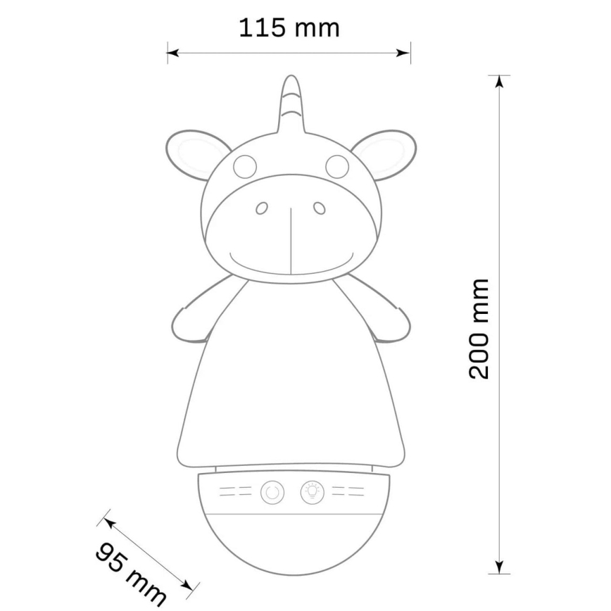 LED RGB Lasten yövalaisin kanssa melody 3xAAA/5V yksisarvinen