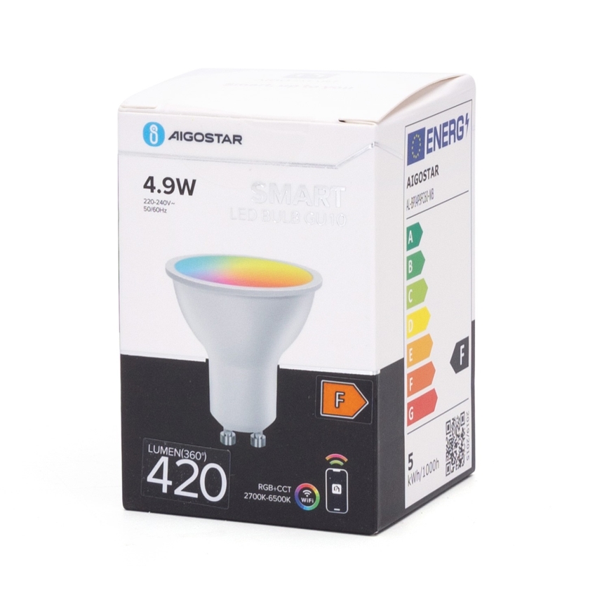 LED RGBW Himmennettävä polttimo GU10/4,9W/230V 2700-6500K Wi-Fi - Aigostar