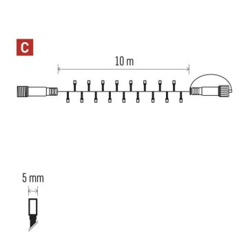 LED-ulkojouluketju 100xLED/10m IP44 monivärinen