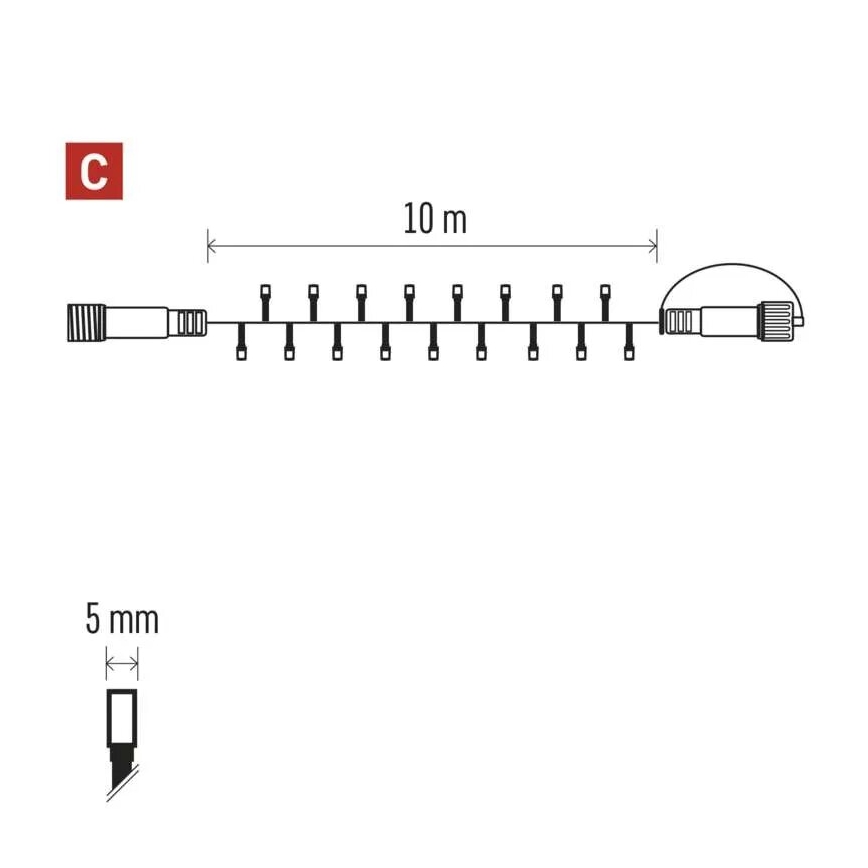 LED-ulkojouluketju 100xLED/10m IP44 monivärinen