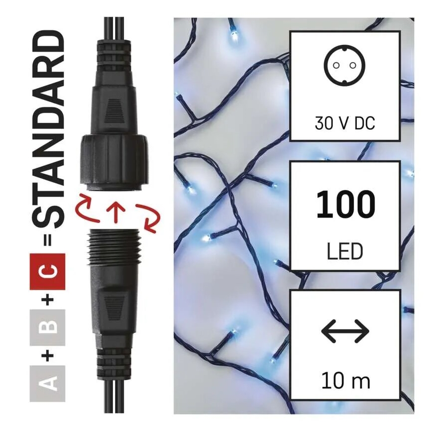 LED-ulkojouluketju 100xLED/10m IP44 sininen