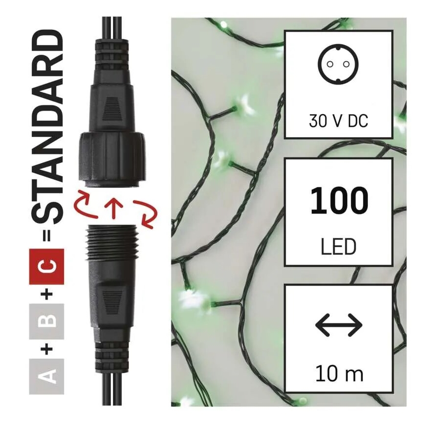 LED-ulkojouluketju 100xLED/10m IP44 vihreä