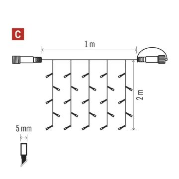 LED-ulkojouluketju 100xLED/1x2m IP44 kylmänvalkoinen