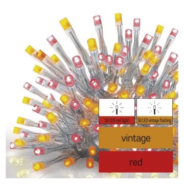 LED-ulkojouluketju 100xLED/2,5x0,9m IP44 punainen/vintage