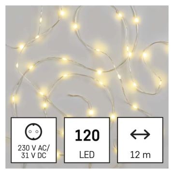 LED-ulkojouluketju 120xLED/17m IP44 lämpimänvalkoinen