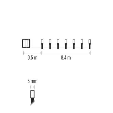 LED-ulkojouluketju 120xLED/3xAA 8,9m IP44 kylmänvalkoinen