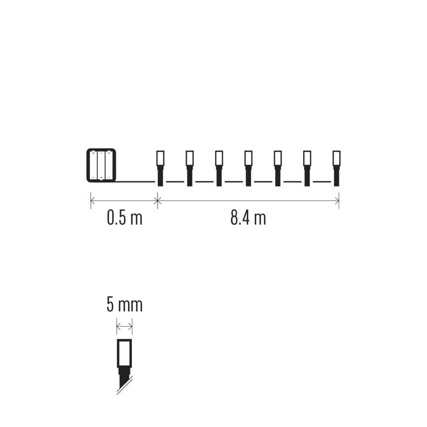 LED-ulkojouluketju 120xLED/3xAA 8,9m IP44 kylmänvalkoinen