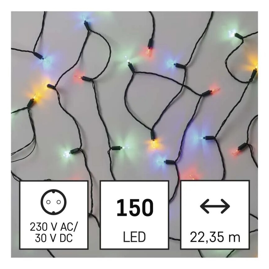 LED-ulkojouluketju 150xLED/27,35m IP44 monivärinen