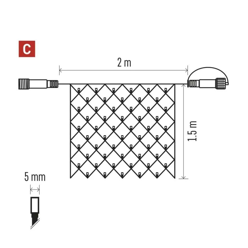 LED-ulkojouluketju 160xLED/2x1,5m IP44 kylmänvalkoinen