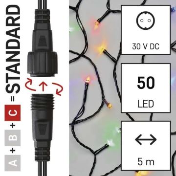 LED-ulkojouluketju 50xLED/5m IP44 monivärinen