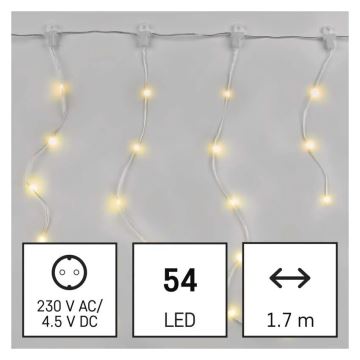 LED-ulkojouluketju 54xLED/8 toiminnot 6,7x0,7m IP44 lämpimänvalkoinen