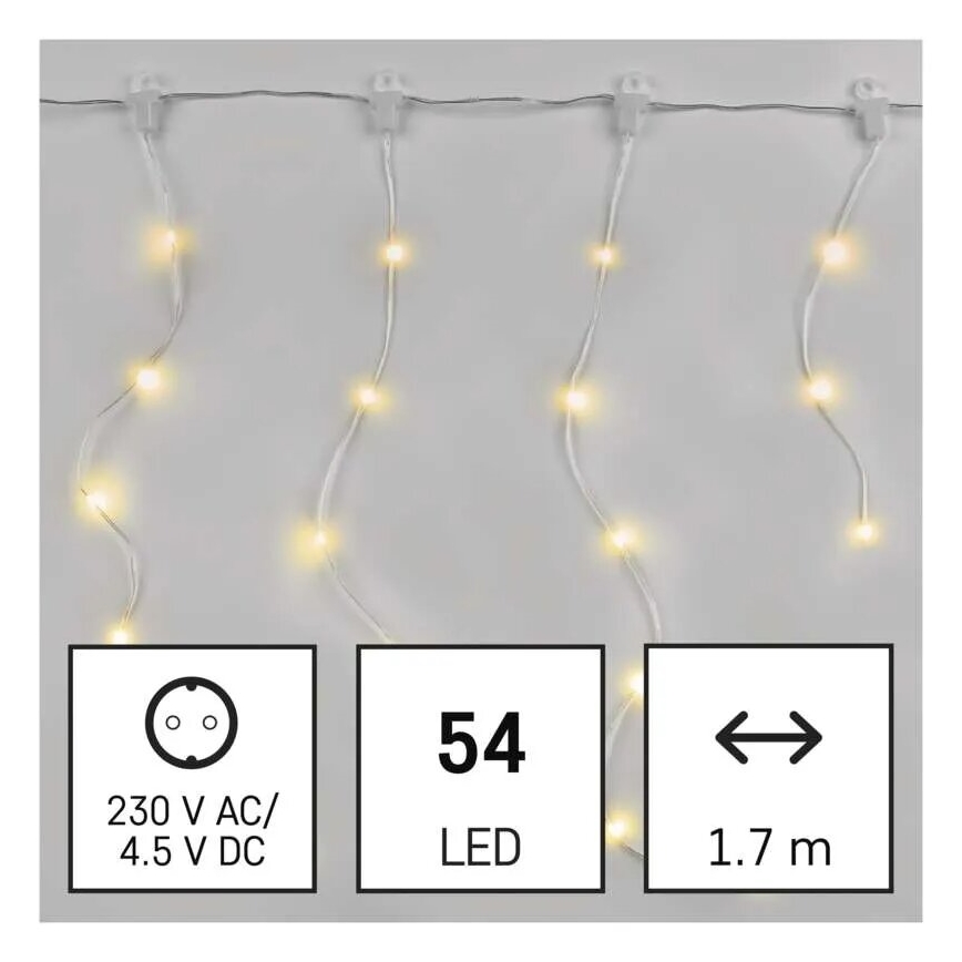 LED-ulkojouluketju 54xLED/8 toiminnot 6,7x0,7m IP44 lämpimänvalkoinen