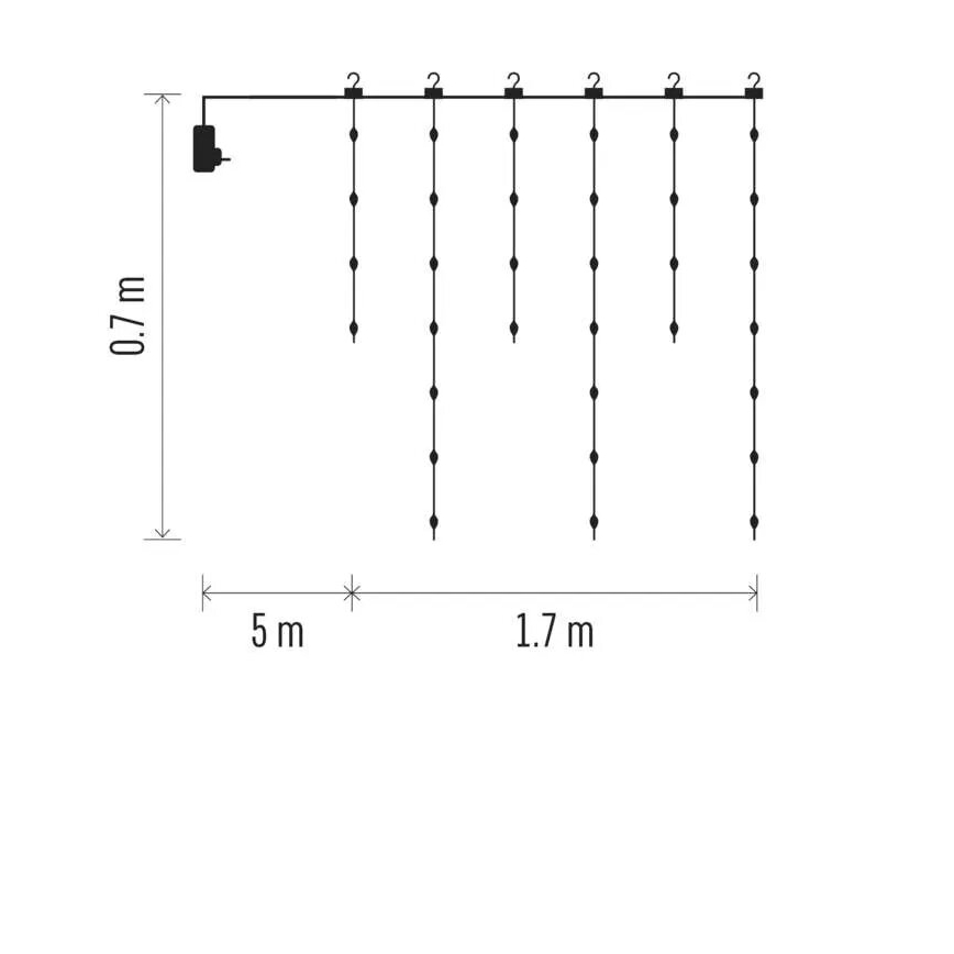 LED-ulkojouluketju 54xLED/8 toiminnot 6,7x0,7m IP44 lämpimänvalkoinen