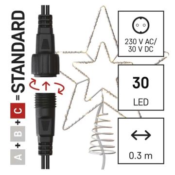 LED-ulkojoulukoriste 30xLED/4W/30V IP44 lämpimänvalkoinen