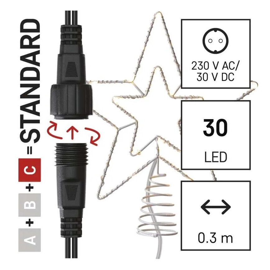 LED-ulkojoulukoriste 30xLED/4W/30V IP44 lämpimänvalkoinen