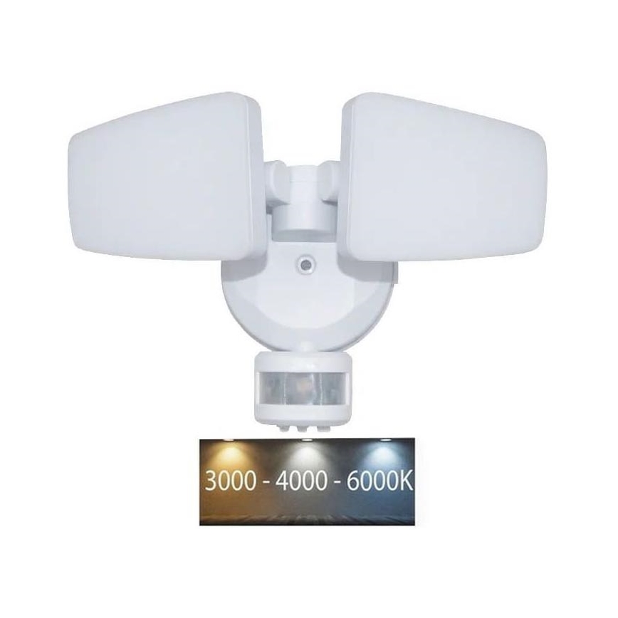 LED-ulkovalonheitin anturilla LED/24W/230V 3000/4000/6000K IP54 valkoinen