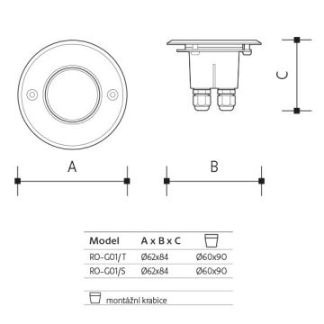 LED-upotettava valaisin ulkokäyttöön ROAD LED / 0,5W / 230V IP67 6000K