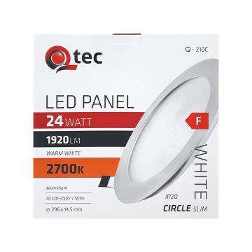LED upotettava valo QTEC LED/24W/230V 2700K halkaisija 29,6 cm