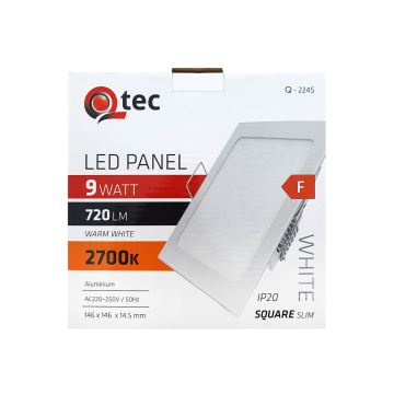 LED upotettava valo QTEC LED/9W/230V 2700K 14,6x14,6 cm