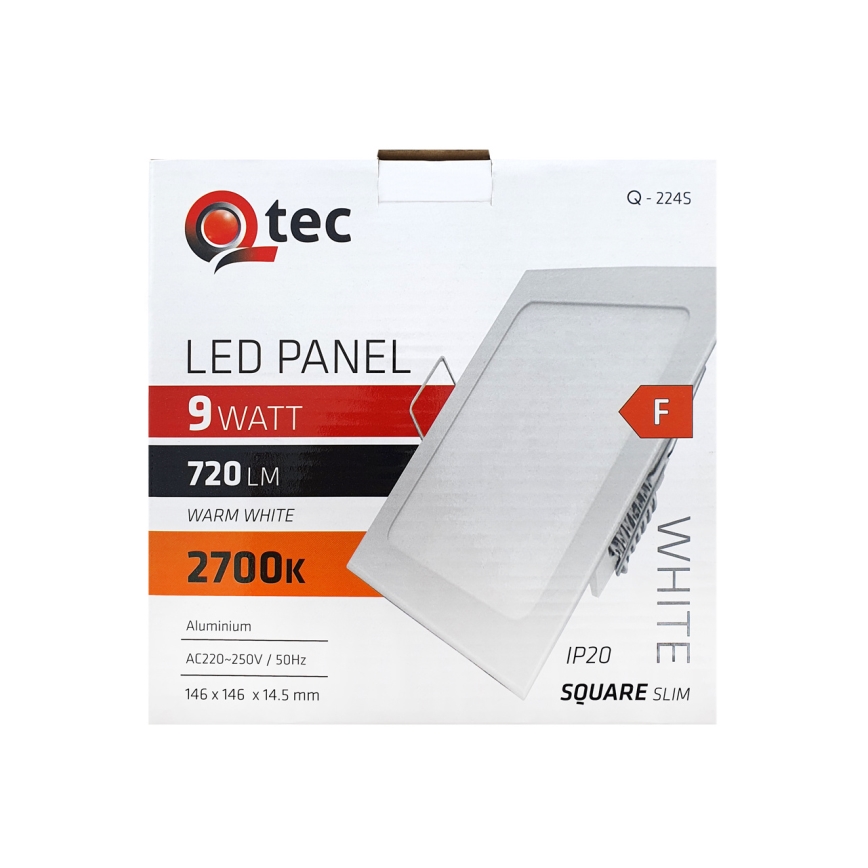 LED upotettava valo QTEC LED/9W/230V 2700K 14,6x14,6 cm