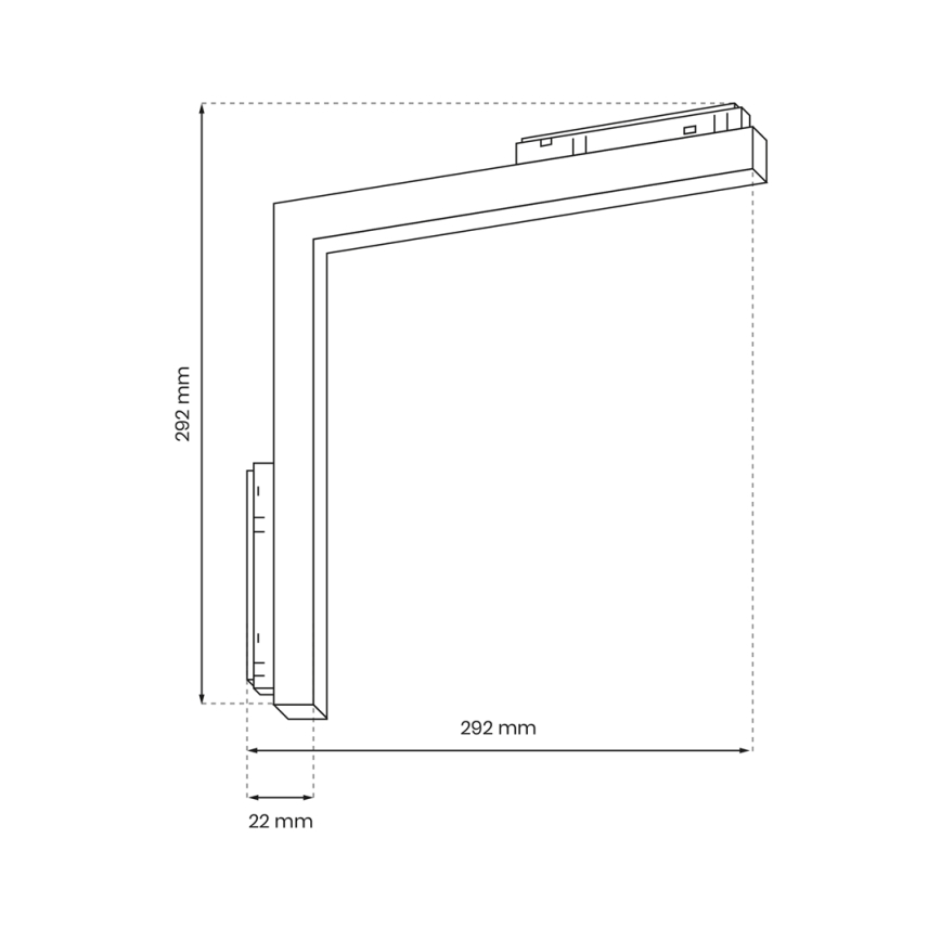 LED-valo kiskojärjestelmään MAGNETIC TRACK L-DOWN LED/24W/48V 3000K musta