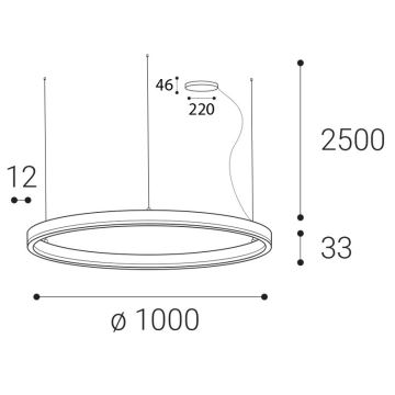 LED2 - Himmennettävä LED-kattokruunu johdossa CIRCLE LED/80W/230V 3000K/4000K halkaisija 100 cm valkoinen