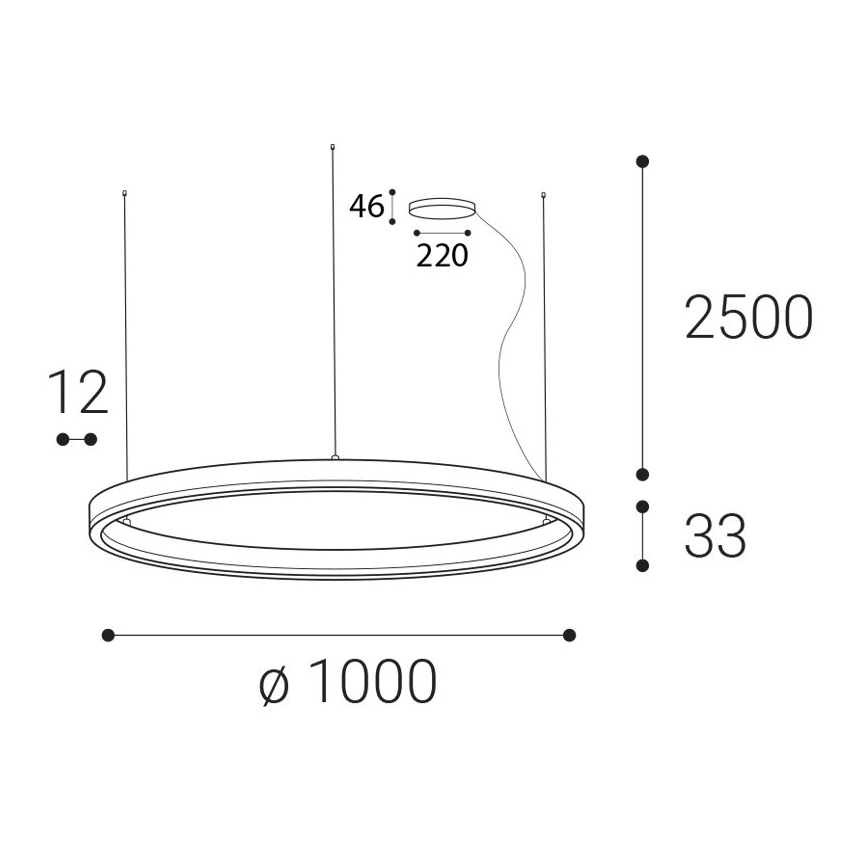 LED2 - Himmennettävä LED-kattokruunu johdossa CIRCLE LED/80W/230V 3000K/4000K halkaisija 100 cm valkoinen